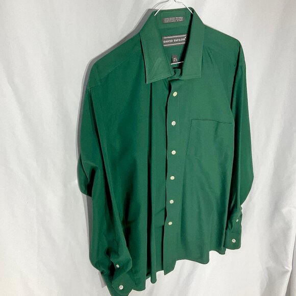 Vintage Sears Green Long Sleeve Button Down Shirt Sz 16.5 - Picture 1 of 10
